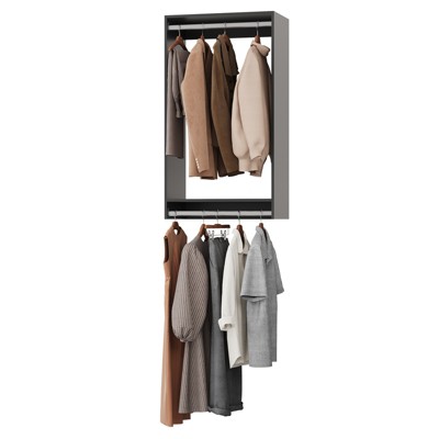 APRILSOUL Double Hanging Closet, Modular Closet System with Hanging Rod, Customizable Clothes Storage for Bedroom or Walk-in Closet