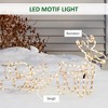 35" Christmas Reindeer and Sleigh with LED Motif Warm White Lighting, Indoor Outdoor Steel Frame Yard Decoration - 4 of 4