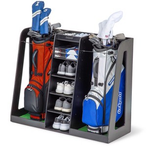 GoSports Premium Wooden Double Golf Bag Organizer and Storage Rack - 1 of 4