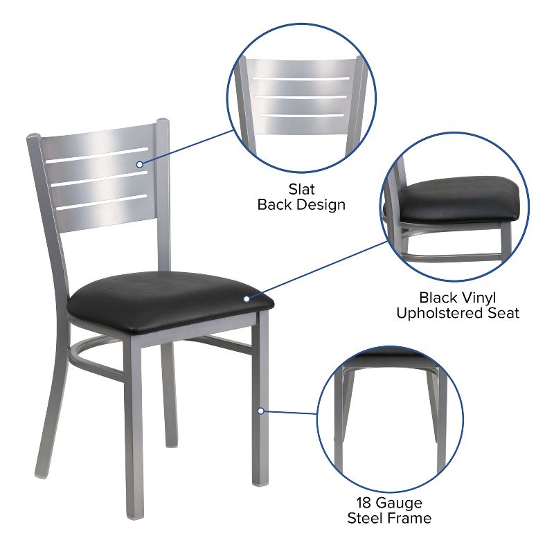 Flash Furniture Silver Slat Back Metal Restaurant Chair, 4 of 12