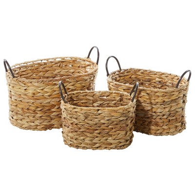 Ashland Natural Wicker Storage Basket Wire Top With Handles Brown 9X13x6