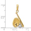 Black Bow Jewelry 14k Yellow Gold and White Rhodium Two Tone Baseball Pendant - 4 of 4