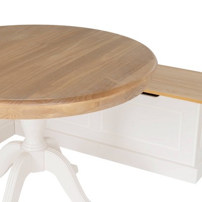 Natural Pine and White Backless Corner Nook Set