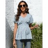 Clearlove Maternity Shirts V Neck Ruffled Sleeve Floral Tops Pleated Ruffle Hem Lightweight Summer Casual Tunic Blouses - 3 of 4