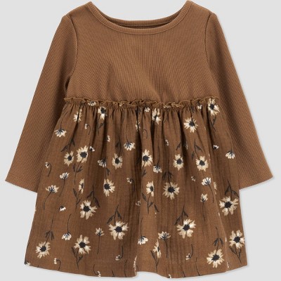 Image of Carter's Just One You® Baby Girls' Floral Dress - Brown/White 9M