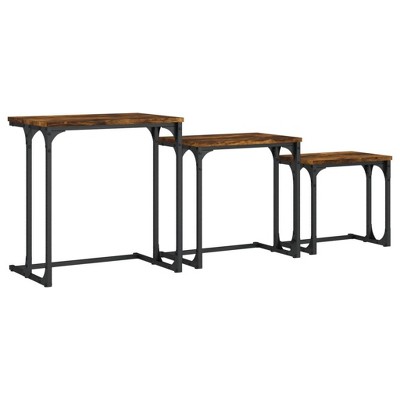 vidaXL Nesting Coffee Table Smoked Oak Engineered wood, metal Small