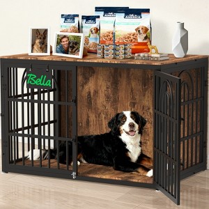 JOEJOY Large Decorative Pet Dog Crate Table Furniture,Multi-Size Dog Cage House,Three-Sided Access Doors,Thickened Wooden Dog Kennel - 1 of 4