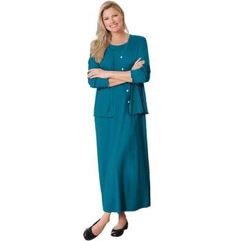 Woman Within Women's Plus Size Lettuce Trim Knit Jacket Dress