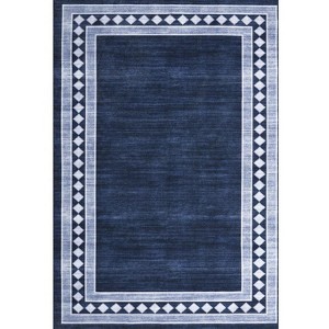 Modern Geometric Area Rug Washable Low Pile Large Soft Carpet, Diamond Border Accent Rugs for Living Room Bedroom. - 1 of 4