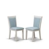 East West Furniture MZC0T01 Dining Chair Set of 2 - Cream Linen Fabric Seat and High Chair Back - Wire Brushed Linen White Finish (SET OF 2)` - 2 of 4