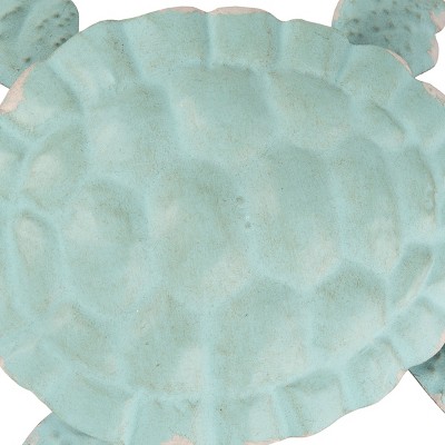 Large Coastal Blue Ceramic Sea Turtle Figurine