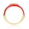 Guili 14K Gold Plated Slim Stacking Ring with Blue Enamel & Cubic Zirconia – A Trendy Piece for Kids & Teens in Blue or Red, Sizes 4-6. - 2 of 3