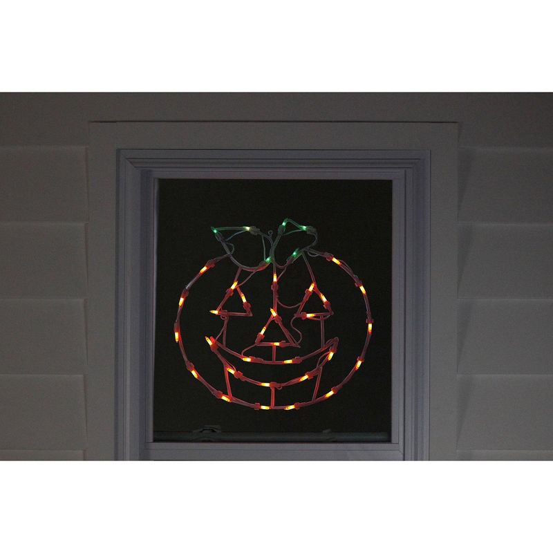 Northlight 14" Jack-O-Lantern Double Sided Halloween Window Silhouette Decoration - Orange/Green, 4 of 7