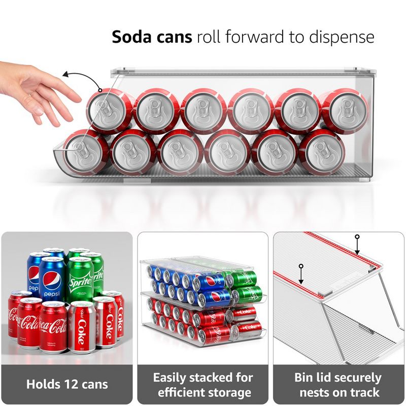 Sorbus 4 Pack Soda Can Organizer - Stackable Design, Maximize Space, Safe & Durable, Enhanced Visibility, 5 of 9