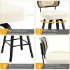 Swivel Counter Height Bar Stools - 26" Faux Leather Upholstered with Rattan Back, Black Wood Frame for Kitchen Island - 4 of 4