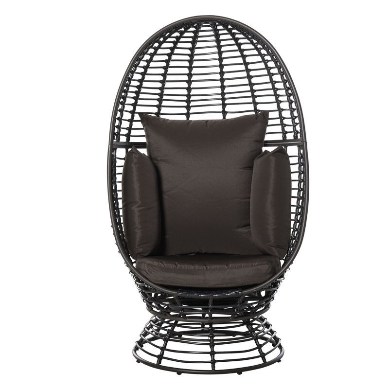 Outsunny Outdoor Wicker Egg Chair with Cushion, Lounge Chair Rattan 360 Degree Round Basket Chair for Backyard Garden Lawn Indoor Living Room, 1 of 9