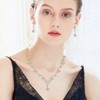 Women's Set, Necklace Earrings Bracelet with White Cubic , Allergy Free Wedding Party Bridal Bridesmaid - 4 of 4