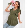 Womens Maternity Tops Shirts Ruffle Short Sleeve V Neck T Shirts Summer Casual High Waist Tops Pregnancy Tunic Blouse - 4 of 4