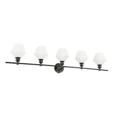 Gene 5-Light Industrial Black Wall Sconce with Frosted White Glass