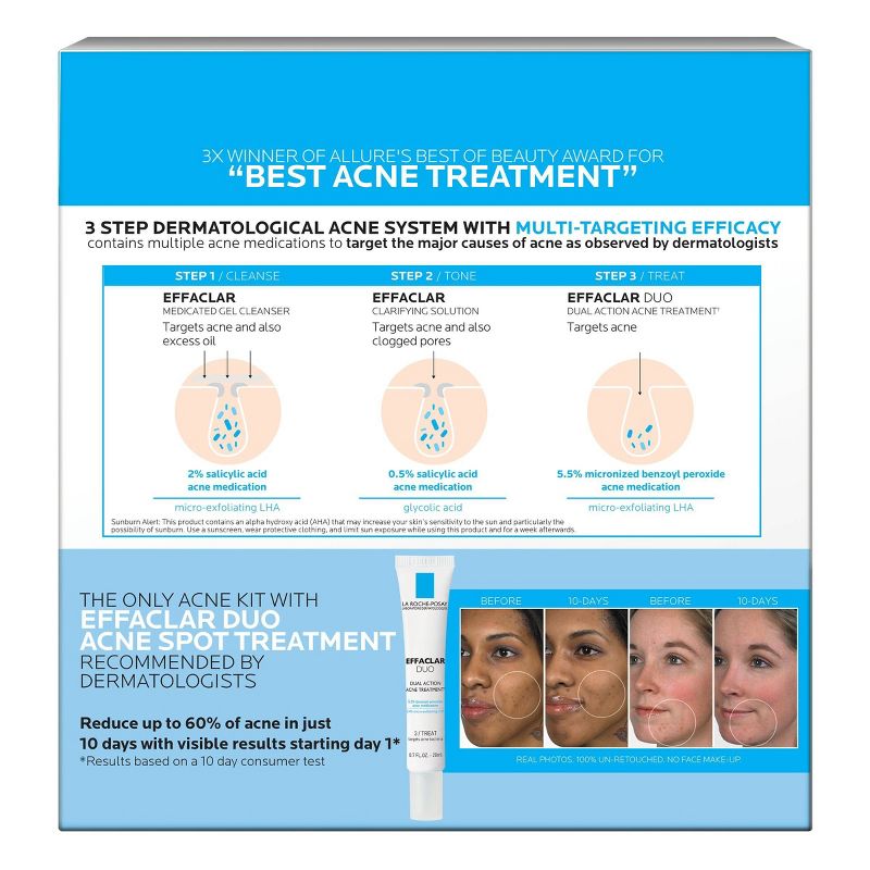La Roche Posay Effaclar Dermatological Acne Treatment 3-Step System Kit with Medicated Gel Cleanser - 7.5 fl oz, 6 of 10
