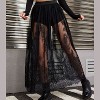 High Waist Semi-Sheer Black Lace A-Line Ankle-Length Maxi Skirt with Elastic Waistband  Inner Lining - 2 of 4