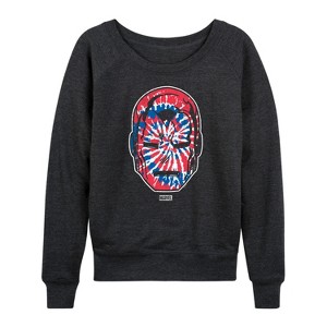 Women's - Marvel - Iron Man Flag Fill Oversized Lightweight French Terry Wide Neck Long Sleeve Shirt - 1 of 4