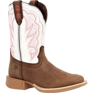 Kids Durango® Lil' Rebel Pro™ Big Kid's Trail Brown and White Western Boot - 1 of 4