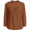 Lands' End Women's 3/4 Sleeve Cotton Slub Lace Trim Top - 3 of 4