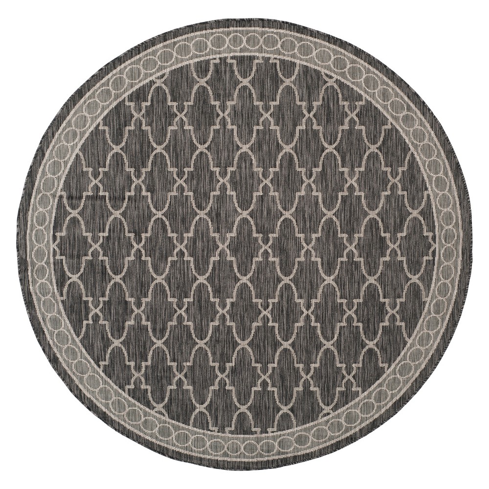 Brielle Round 6'7in Patio Rug - Black/Beige - Safavieh