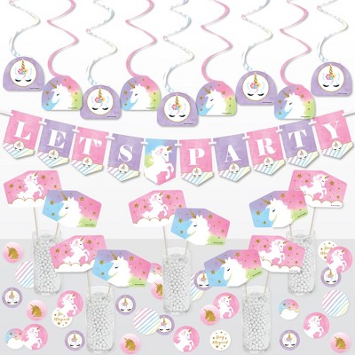 Big Dot of Happiness Rainbow Unicorn - Magical Unicorn Baby Shower or Birthday Party Supplies Decoration Kit - Decor Galore Party Pack - 51 Pieces