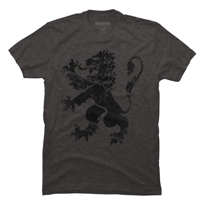 Men's Design By Humans Black Lion Rampant By Snazzygaz T-Shirt