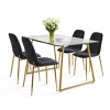 5-Piece Modern Dining Set with Glass Table and 4 Upholstered Dining Chairs, Gold Metal Legs, Perfect for Kitchen or Small Spaces-Maison Boucle - 4 of 4