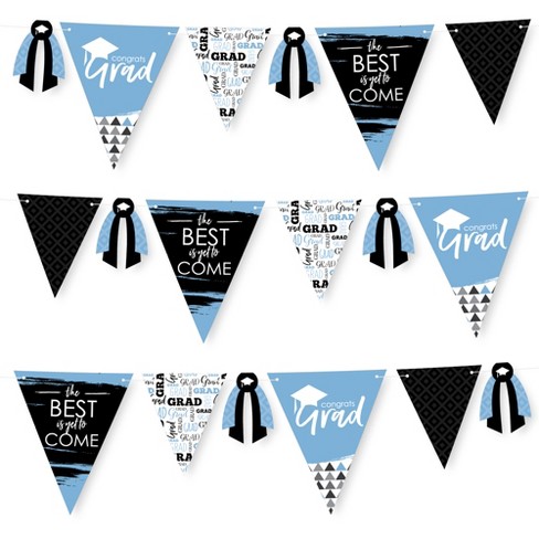 Big Dot of Happiness 30 Piece Light Blue Graduation Party Pennant Triangle Banner - image 1 of 4