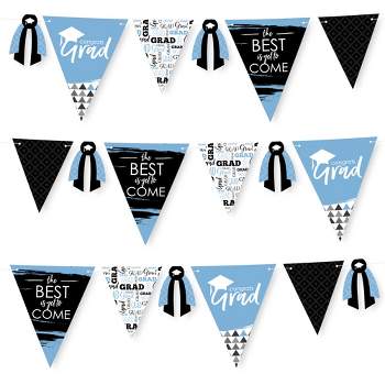 Big Dot of Happiness 30 Piece Light Blue Graduation Party Pennant Triangle Banner