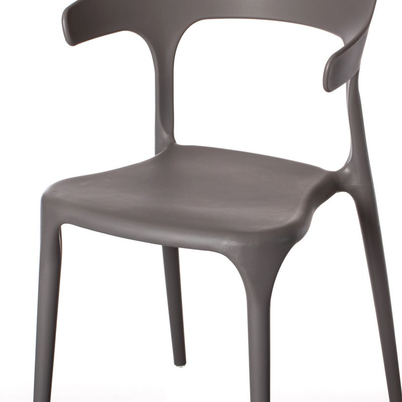 Fabulaxe Modern Plastic Outdoor Dining Chair with Open U Shaped Back, 5 of 8