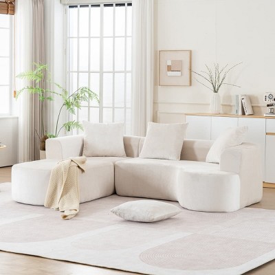 Modular L-Shape Sectional Sofa with Chaise, Deep Seat Cloud Couch, Sponge Compression Upholstered Sofas for Living Room-Maison Boucle