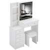 NicBex Vanity Desk with Mirror and Lights Large Size Left Makeup Vanity Set with 2 AC+2 USB Power Station, Hair Dryer Stand and Cushioned Stool - 3 of 4