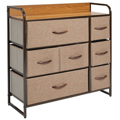 Mdesign Wide Dresser Storage Chest 7 Fabric Drawers Coffee