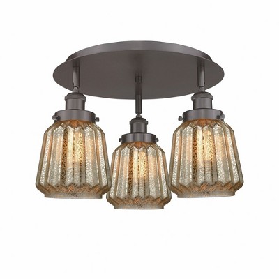Chatham - 3 Light Flush Mount In Art Deco Style-8 Inches Tall and 18.25 Inches Wide