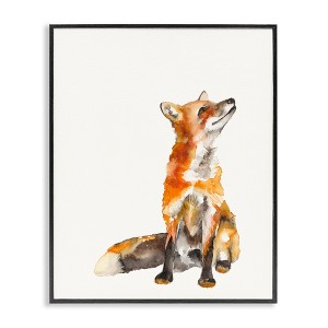Stupell Industries Curious Fox Illustration Framed Giclee Art, Black, 16" x 20" - 1 of 4