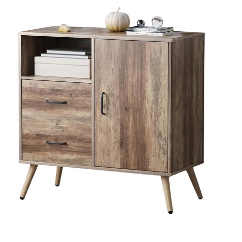 Year Color Rustic Storage Cabinet With 2 Drawers, Door, Shelf Accent, And  Metal Base For Bedroom, Living Room, Entryway, And Home Office : Target