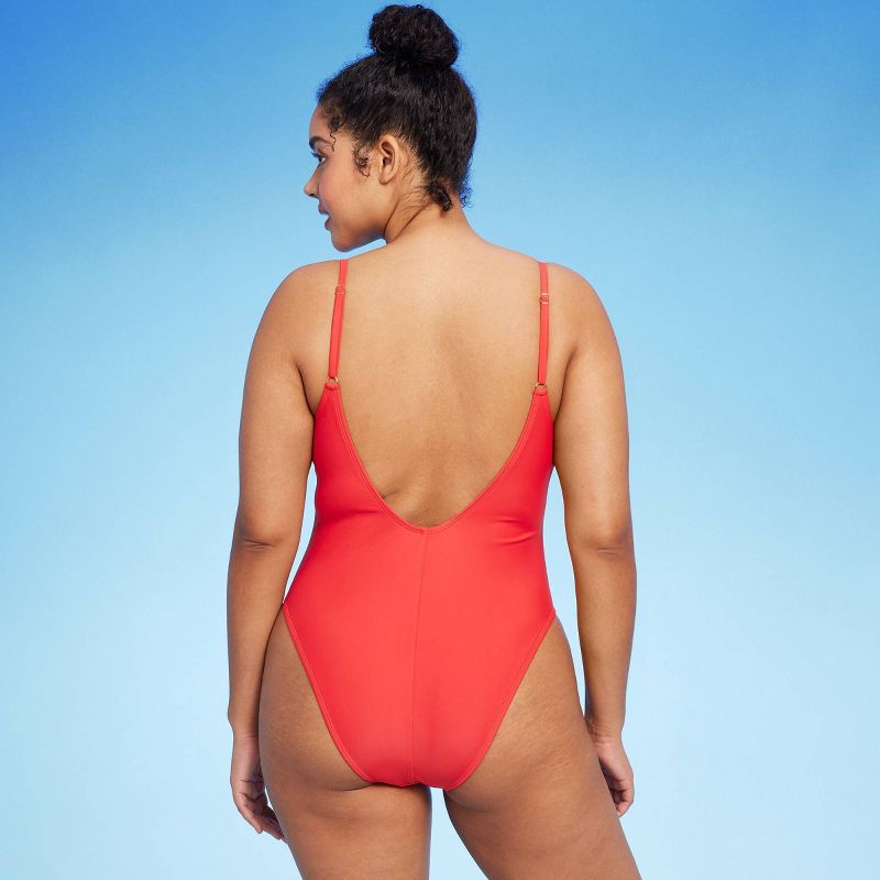 Women's High Leg Cheeky Scoop Back One Piece Swimsuit - Wild Fable™, 6 of 9