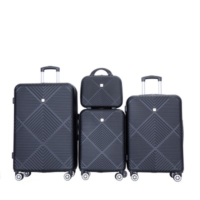 Lyngins Hardside 14/20/24/28 Inch 4PCs Luggage Sets with Aircraft Wheels,Adjustable Handles,Lightweight Suitcase Sets for Family Trips,Travel