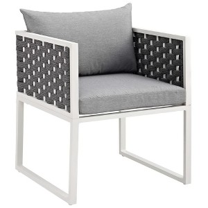 Modway Stance Outdoor Dining Armchair – White Aluminum Frame with Gray Cushions, Stackable Patio Chair for Deck or Garden Dining - 1 of 4