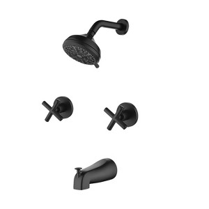 Cobbe 2-Handle Matte Black Wall Mounted Shower System with 10 Settings ABS Shower Head and Bathtub Spout Shower Faucet Set - 1 of 4