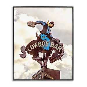 Stupell Industries Western Cowboy Bar Sign Black Framed Giclee Art - 1 of 4
