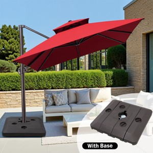 Crestlive Products 13FT Patio Cantilever Umbrella with Base Set Double Top High-strength Aluminum 360°Rotation 5 Heights Adjustable - 1 of 4