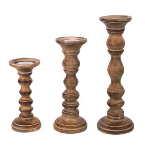 Mela Artisans Willow Handcrafted Candleholders, Set of 3 (Two Finish Options) - 1 of 4