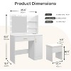 WAYES Makeup Vanity Set with Lighted Mirror, Charging Station, and Storage Stool - 3-Foot Vanity Desk for Bedroom, White - 4 of 4