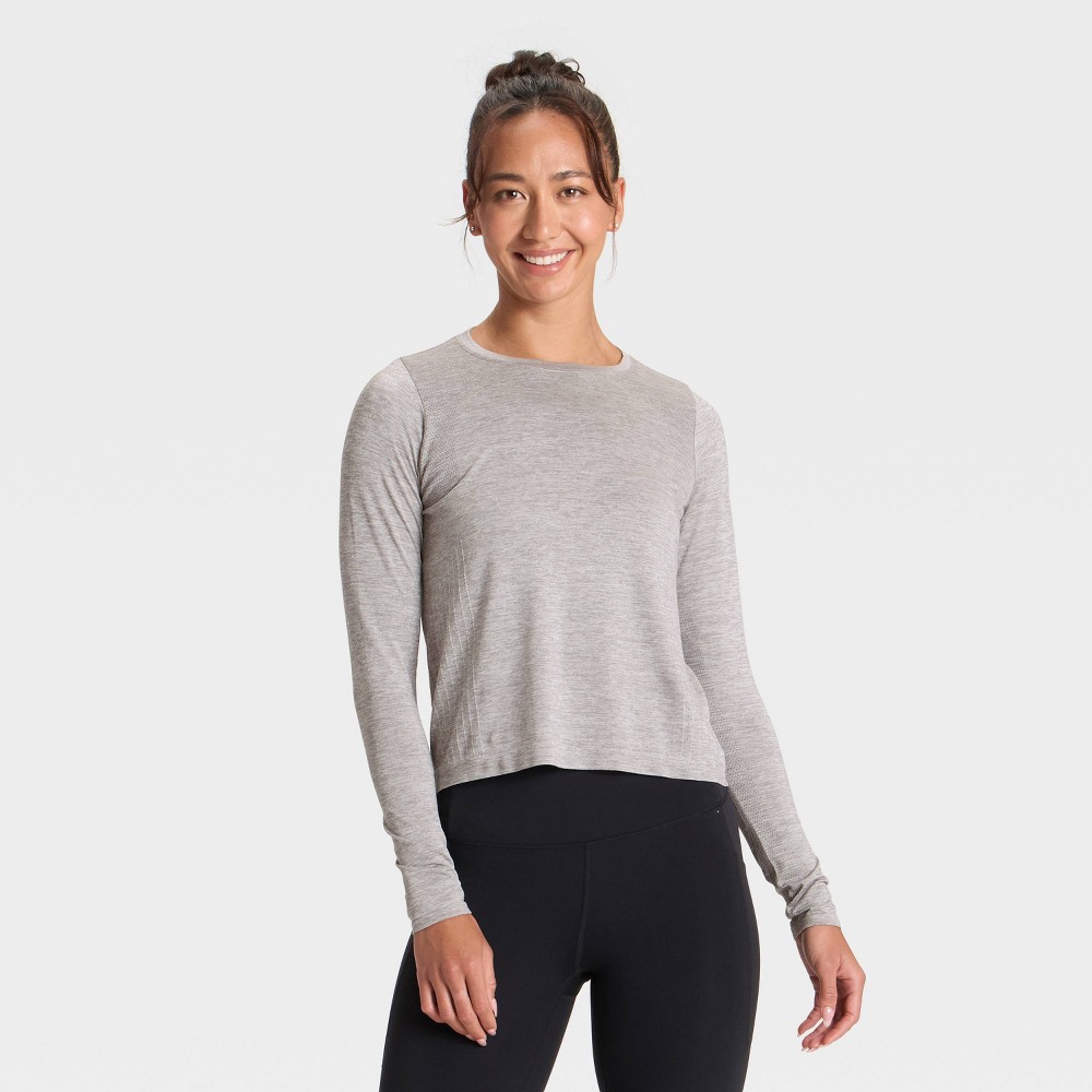 Women's Seamless Long Sleeve Top - All In Motion™ Heathered Gray S